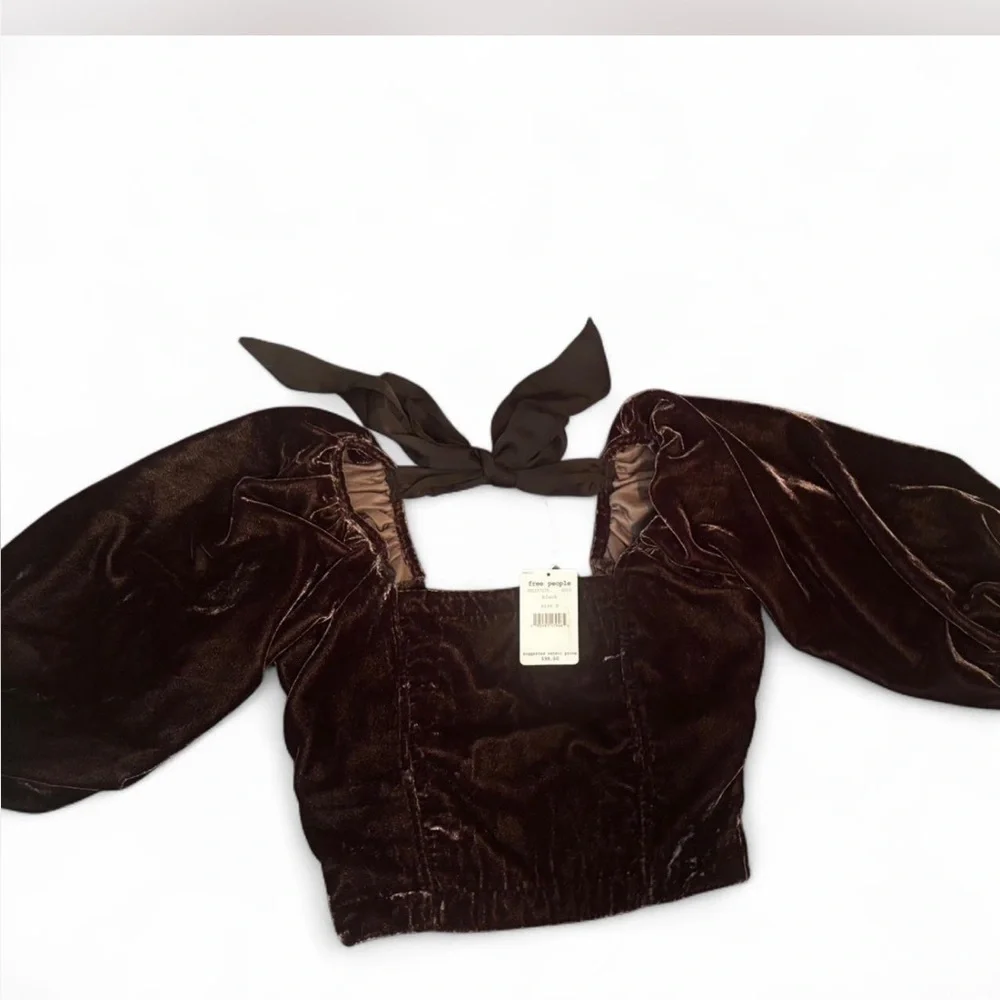 X SOLD X NWT Free People Black Velvet Top - Picture 5 of 6